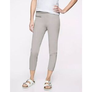 ATHLETA Womens Mod Trekkie Crop Woven Pull-On Pants Sz 4 Gray Zip Ankle